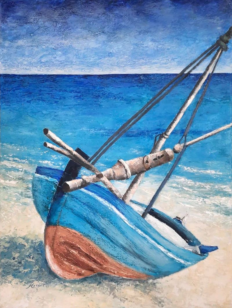 Acrylgemälde, 60 x 80 cm, aus der Serie Am Meer von Gisela Hetzelt