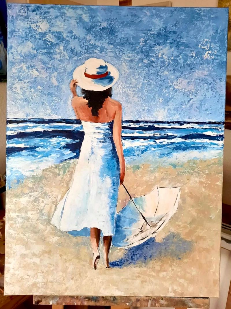 Acrylgemälde, 60 x 80 cm, aus der Serie Am Meer von Gisela Hetzelt