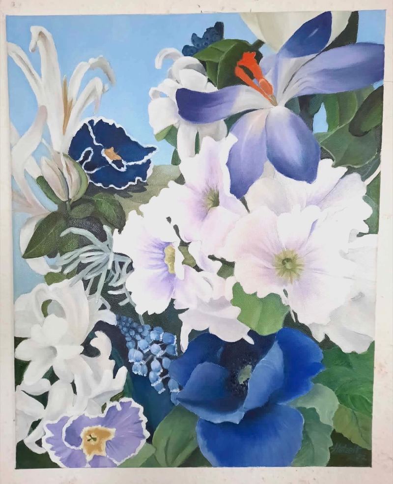 Ölgemälde im Querformat, 130 x 50 cm, von Gisela Hetzelt