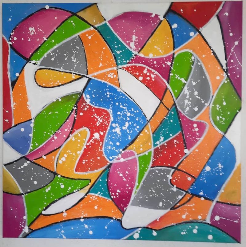 Acrylgemälde, 60 x 60 cm aus der Serie Acryl – Abstrakt von Gisela Hetzelt