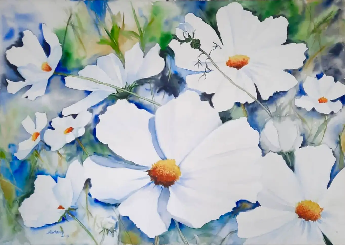Aquarellgemälde, 70 x 50 cm, von Gisela Hetzelt