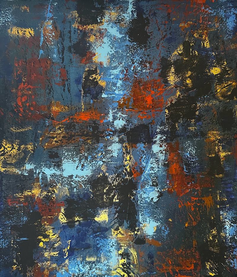 „Nachtblau“, Acrylgemälde, 60 x 50 cm aus der Serie Natur & Abstraktion von Gisela Hetzelt