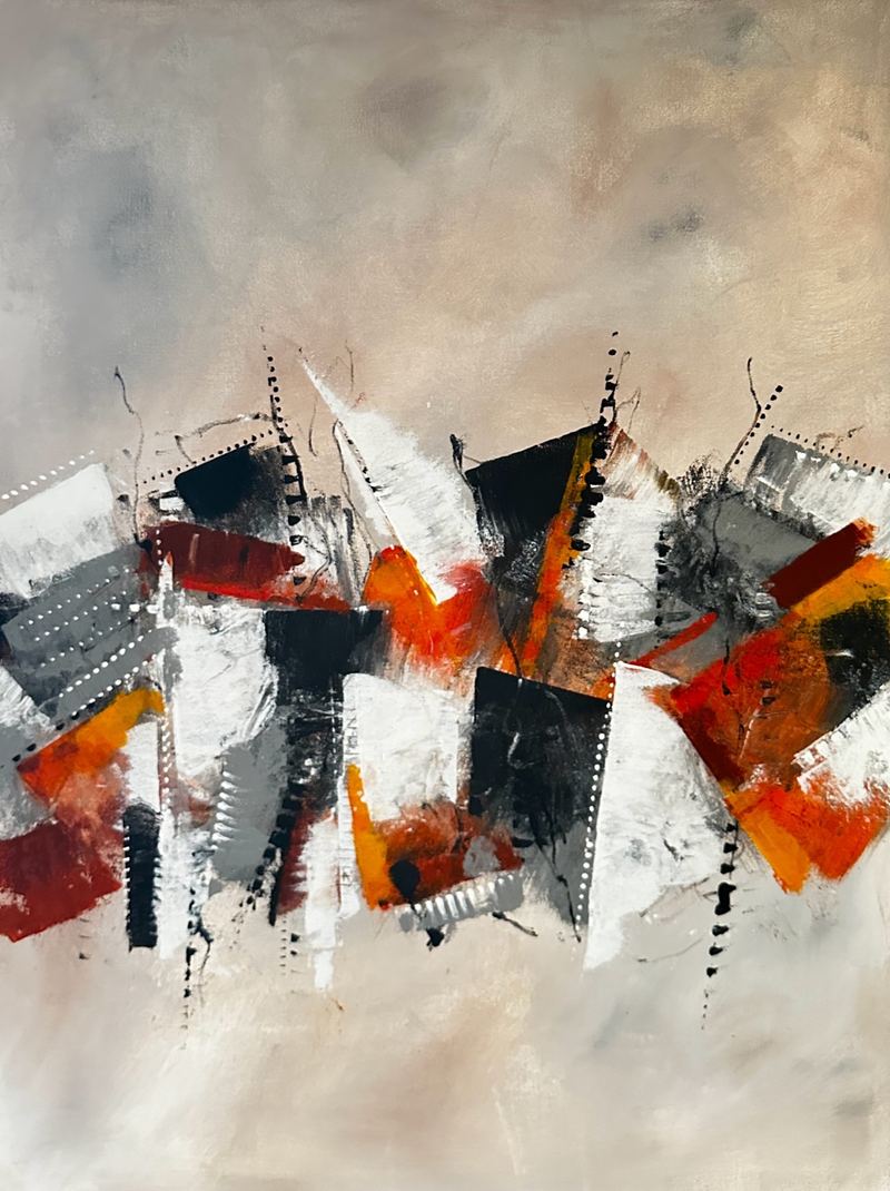 „Fragmente“, Acrylgemälde, 50 x 70 cm aus der Serie Natur & Abstraktion von Gisela Hetzelt