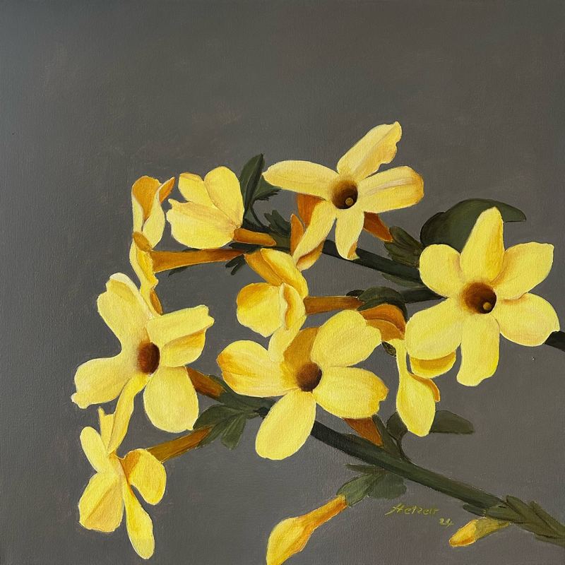Acrylgemälde, 60 x 60 cm aus der Serie Acryl – Frühjahrsblüher von Gisela Hetzelt