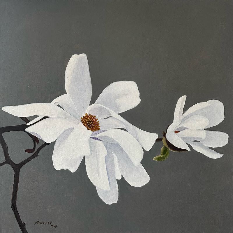 Acrylgemälde, 60 x 60 cm aus der Serie Acryl – Frühjahrsblüher von Gisela Hetzelt