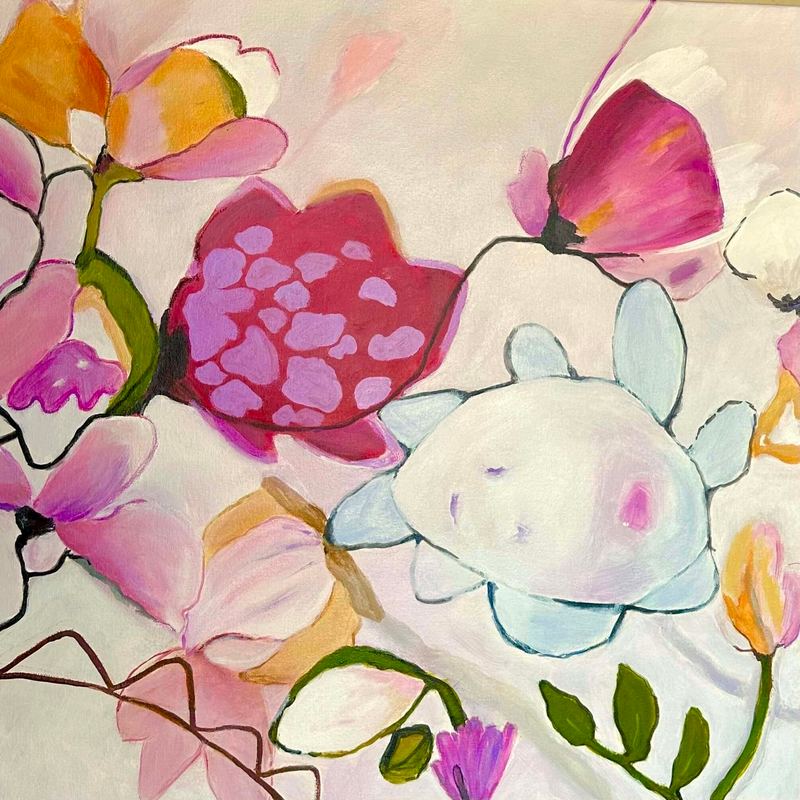 Acrylgemälde, 60 x 60 cm aus der Serie Acryl – Blumen abstrakt von Gisela Hetzelt