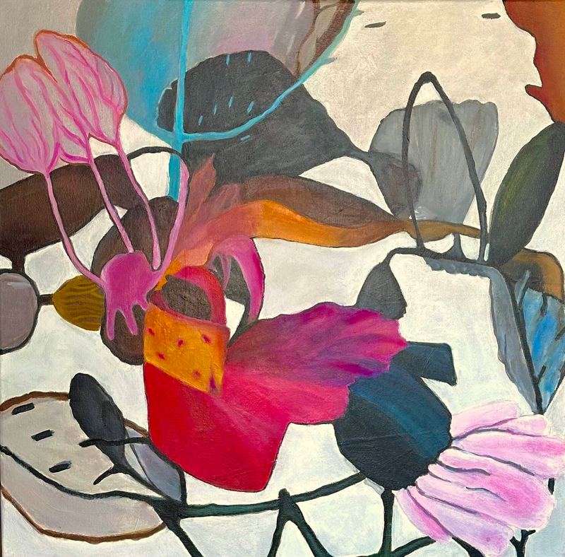 Acrylgemälde, 60 x 60 cm aus der Serie Acryl – Blumen abstrakt von Gisela Hetzelt
