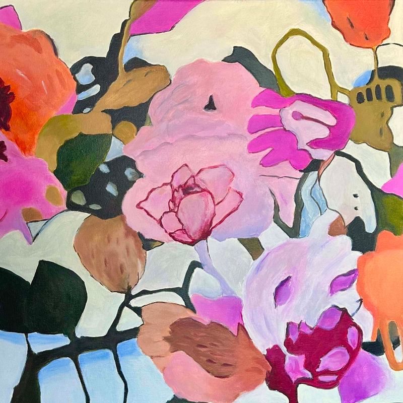 Acrylgemälde, 60 x 60 cm aus der Serie Acryl – Blumen abstrakt von Gisela Hetzelt