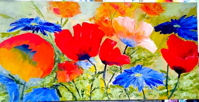 Acrylgemälde, 80 x 40 cm aus der Serie Acryl – Lebensfreude von Gisela Hetzelt