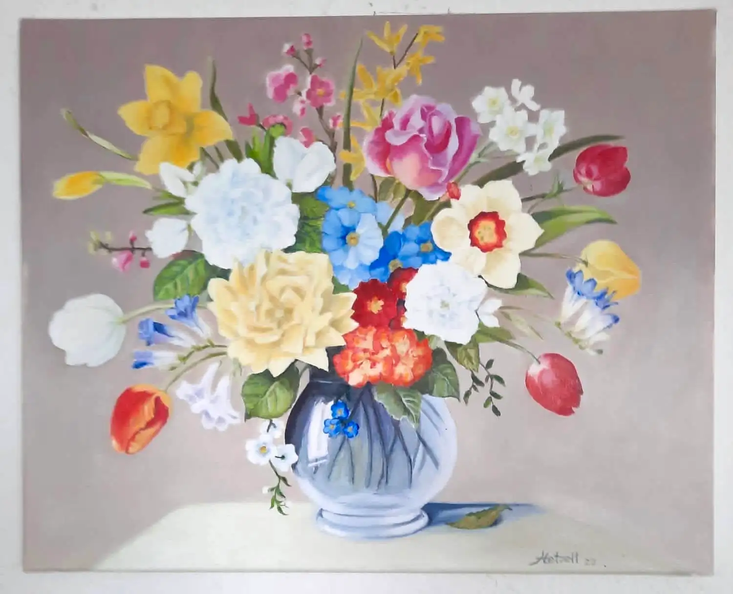 Ölgemälde, 40 x 50 cm aus der Serie Öl & Aquarell – Blumenserie von Gisela Hetzelt