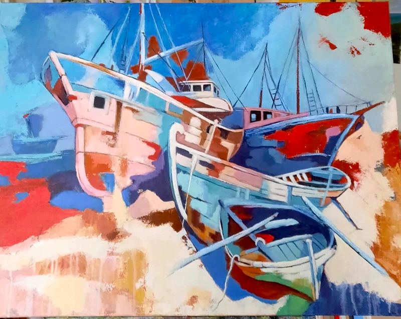 Acrylgemälde, 80 x 60 cm aus der Serie Acryl – Am Meer von Gisela Hetzelt
